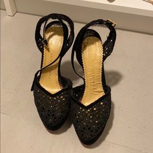 Charlotte Olympia black velvet sandals 35.5/35